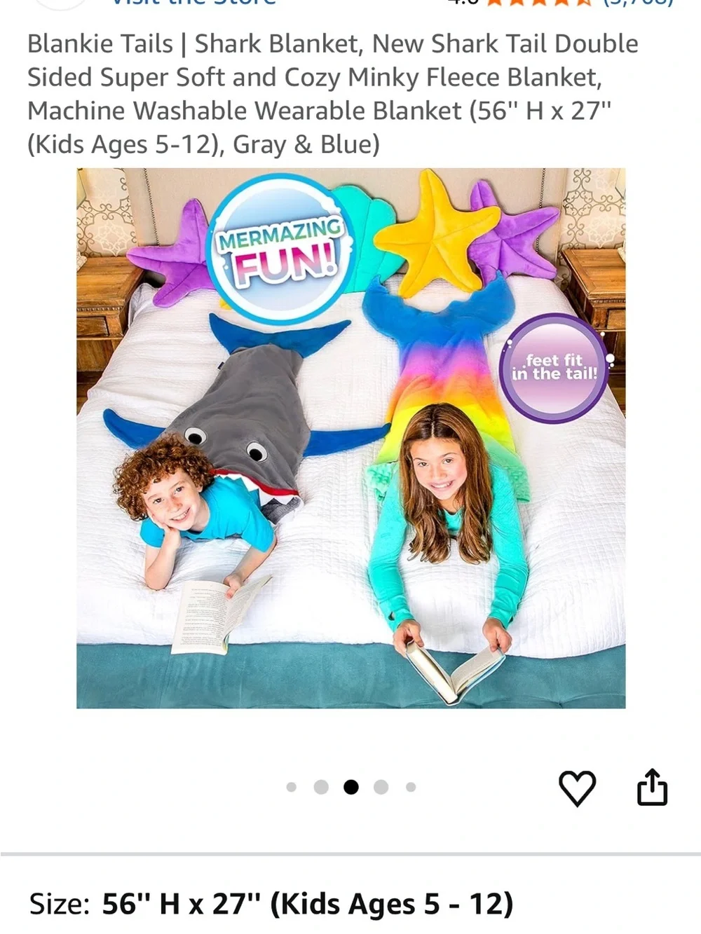 Blankie Tails Baby Shark Blanket Grey Blue